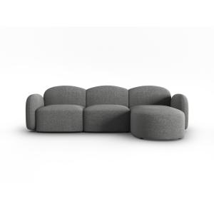 Canapé d'angle droit 4 places en tissu chenille gris foncé…