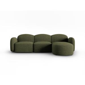 Canapé d'angle droit 4 places en tissu chenille vert chiné