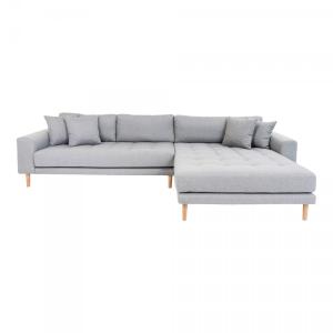 Canapé d'angle droit 4 places en tissu gris clair