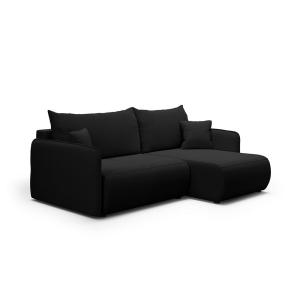 Canapé d'angle droit 4 places en tissu noir