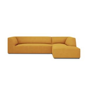 Canapé d'angle droit 4 places en tissu structurel jaune
