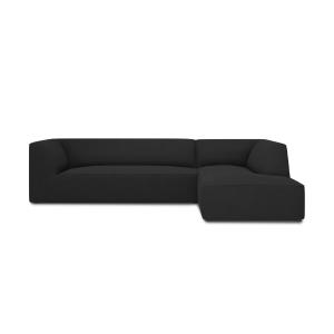 Canapé d'angle droit 4 places en tissu structurel noir