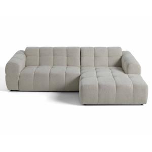 Canapé d'angle droit 4 places en tissu texturé beige