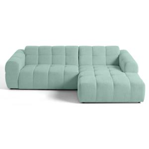 Canapé d'angle droit 4 places en tissu texturé bleu
