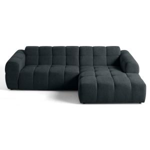 Canapé d'angle droit 4 places en tissu texturé gris