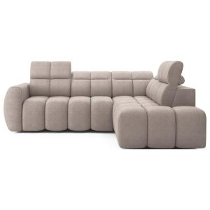 Canapé d'angle droit 4 places en tissu texturé taupe