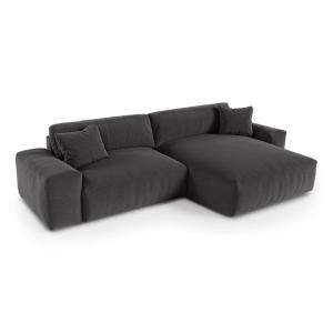 Canapé d'angle droit 4 places en tissu tramé doux  anthraci…