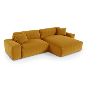 Canapé d'angle droit 4 places en tissu tramé toucher doux…