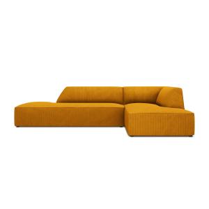 Canapé d'angle droit 4 places en tissu velours côtelé jaune…