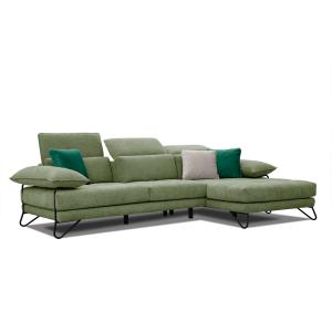 Canapé d'angle droit 4 places en tissu vert avec coussins d…