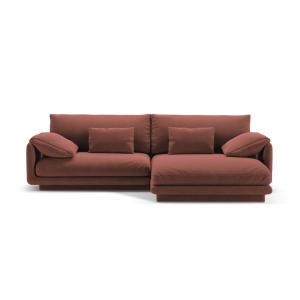 Canapé d'angle droit 4 places en velours cuir