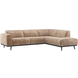 Canapé d'angle droit 4 places en velours taupe L274