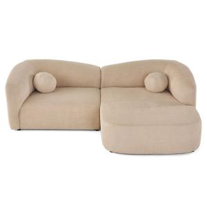 Canapé d'angle droit 4 places en velours texturé beige