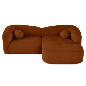 Canapé d'angle droit 4 places en velours texturé terracotta…