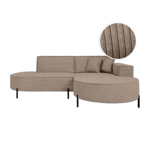 Canapé d'angle droit 4 places MARLON en velours côtelé taup…