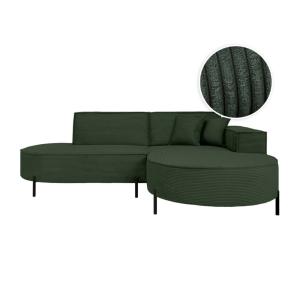 Canapé d'angle droit 4 places MARLON en velours côtelé vert…