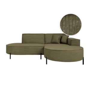 Canapé d'angle droit 4 places MARLON en velours côtelé vert…