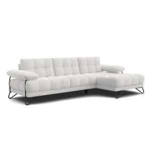 Canapé d'angle droit 4 places, tissu crème