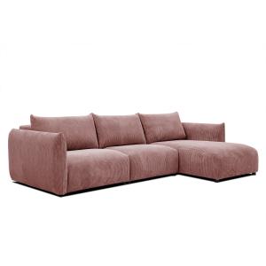 Canapé d'angle droit 4 places tissu rose
