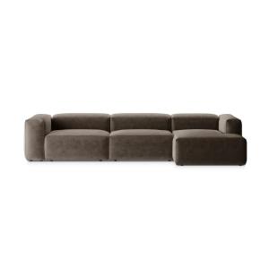 Canapé d'angle droit 4 places tissu structurel cappuccino