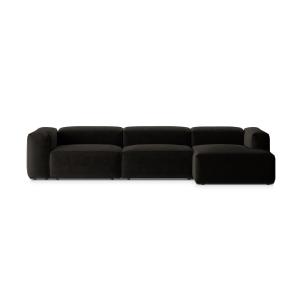 Canapé d'angle droit 4 places tissu structurel noir