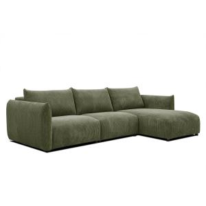 Canapé d'angle droit 4 places tissu vert olive