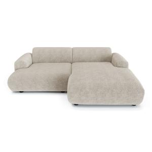 Canapé d'angle droit 4 places velours à motifs beige 266cm