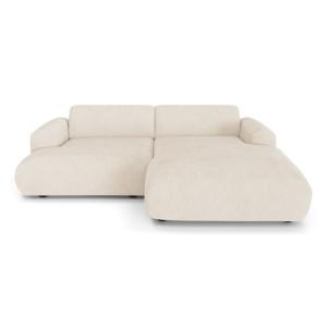 Canapé d'angle droit 4 places velours côtelé crème 266cm