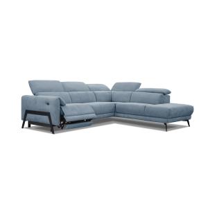 Canapé d'angle droit 5 places avec relax électrique tissu b…