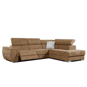 Canapé d'angle droit 5 places avec un relaxation tissu marr…