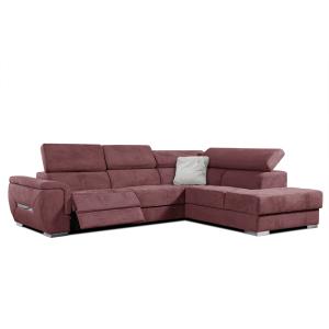 Canapé d'angle droit 5 places avec un relaxation tissu roug…