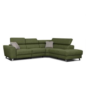Canapé d'angle droit 5 places avec un relaxation tissu vert…