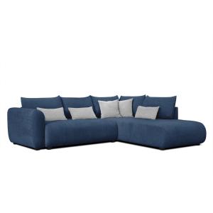Canapé d'angle droit 5 places bleu avec le couchage