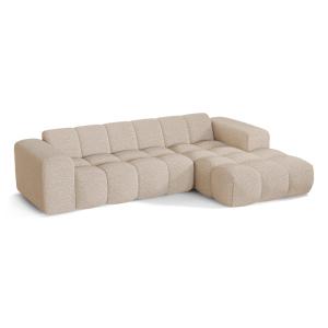 Canapé d'angle droit 5 places en bouclette beige