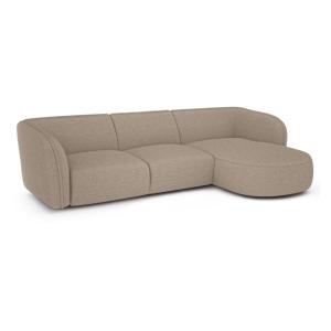 Canapé d'angle droit 5 places en bouclette taupe