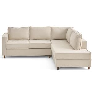 Canapé d'angle droit 5 places en tissu beige
