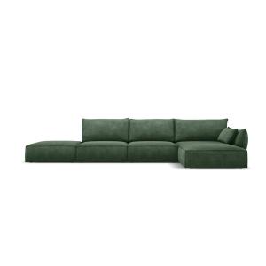 Canapé d'angle droit 5 places en tissu chenille vert boutei…