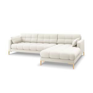Canapé d'angle droit 5 places en tissu structurel beige cla…
