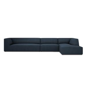 Canapé d'angle droit 5 places en tissu structurel bleu mari…