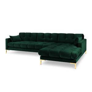 Canapé d'angle droit 5 places en tissu velours vert bouteil…