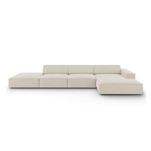 Canapé d'angle droit 5 places en velours beige foncé