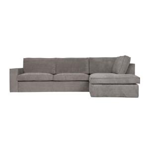 Canapé d'angle droit 5 places en velours doux gris vert