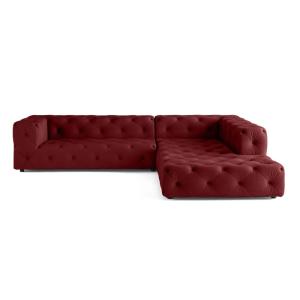 Canapé d'angle droit 5 places en velours rouge