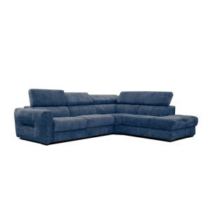 Canapé d'angle droit 5 places tissu bleu foncé