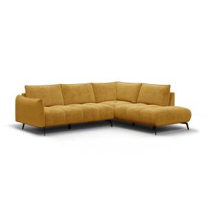 Canapé d'angle droit 5 places, tissu miel
