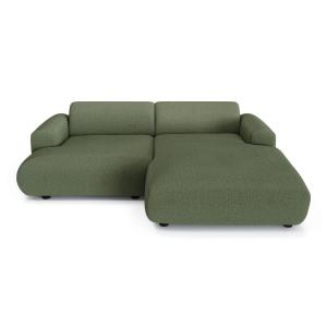 Canapé d'angle droit 5 places tissu tramé vert olive 266cm
