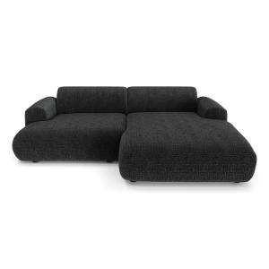 Canapé d'angle droit 5 places velours à motifs noir 266cm