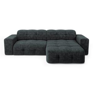 Canapé d'angle droit 5 places velours gaufré gris anthracit…