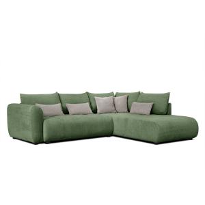 Canapé d'angle droit 5 places vert foncé avec le couchage