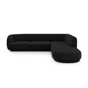 Canapé d'angle droit 6 places en tissu velours noir
